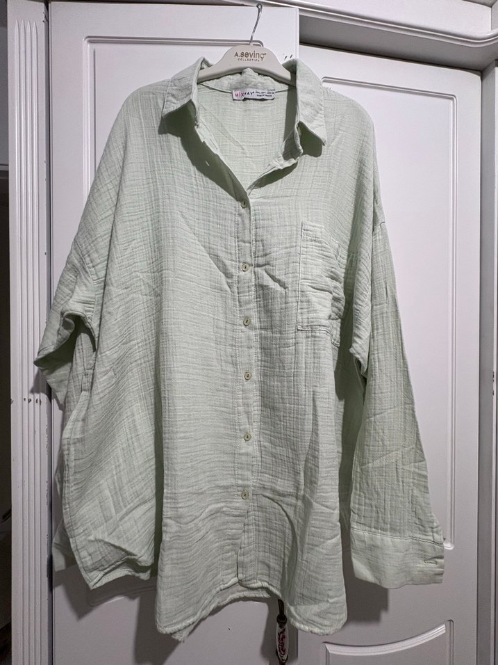 Oversize muslin gomlek - Görsel 2