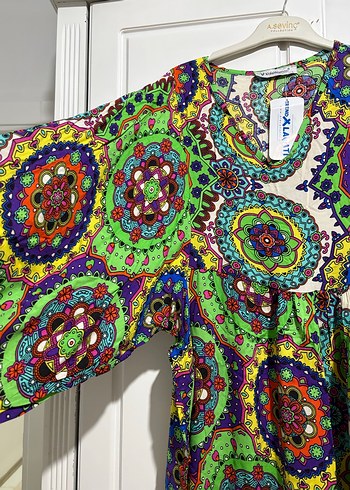 Uzun Renkli Bohem Elbise - Görsel 2