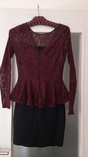 xs Beden bordo Renk Şık elbise