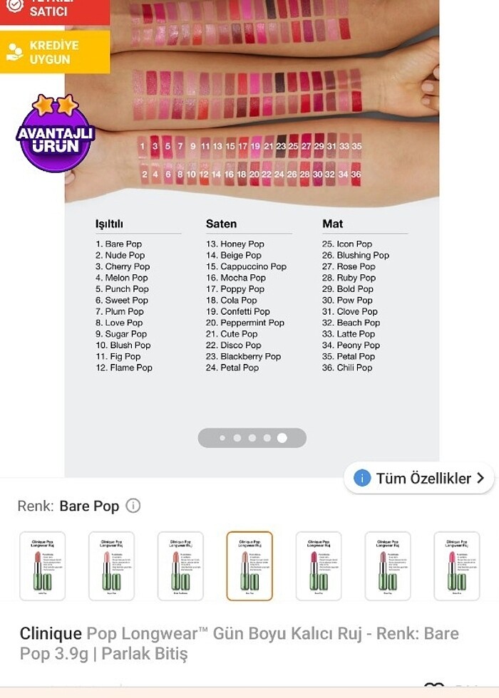 Clinique bare pop ruj - Görsel 3