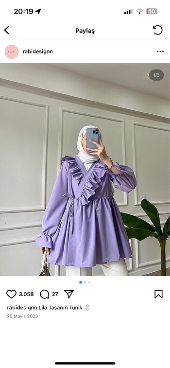 Lila fırfırlı tunik / rabidesign / Beyzadebutik