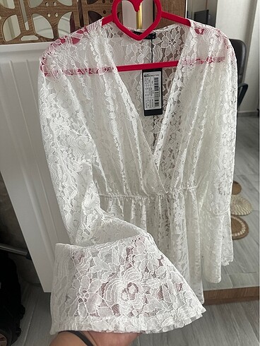 Beyaz dantel kimono - Görsel 4