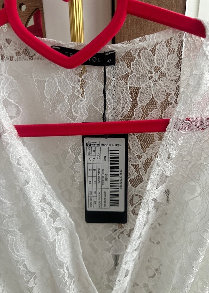 Beyaz dantel kimono - Görsel 2