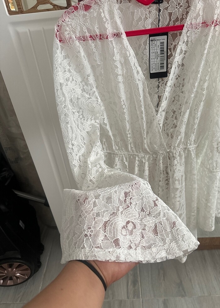 Beyaz dantel kimono - Görsel 3