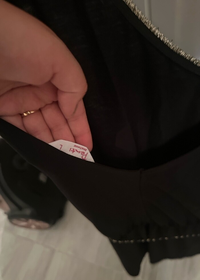 Siyah gold detaylı pilav elbisesi - Görsel 5