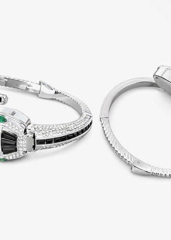 Bvlgari Siyah Yesil Tasli Gumus Bileklik