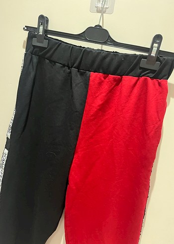 Kemerli Kırmızı Siyah Eşofman Altı - Görsel 4