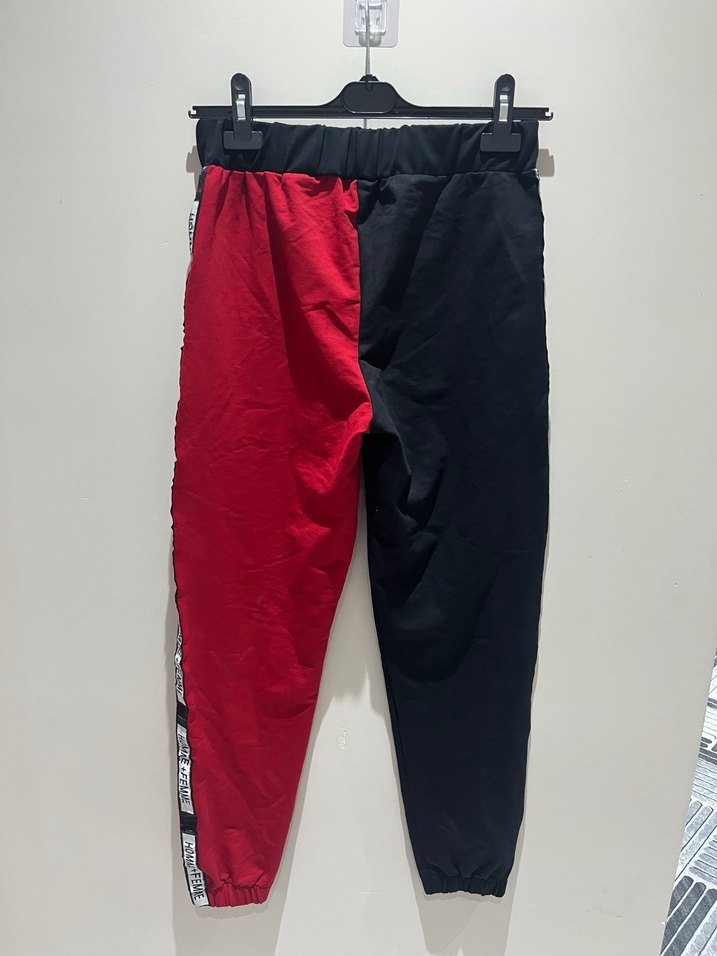 Kemerli Kırmızı Siyah Eşofman Altı - Görsel 2