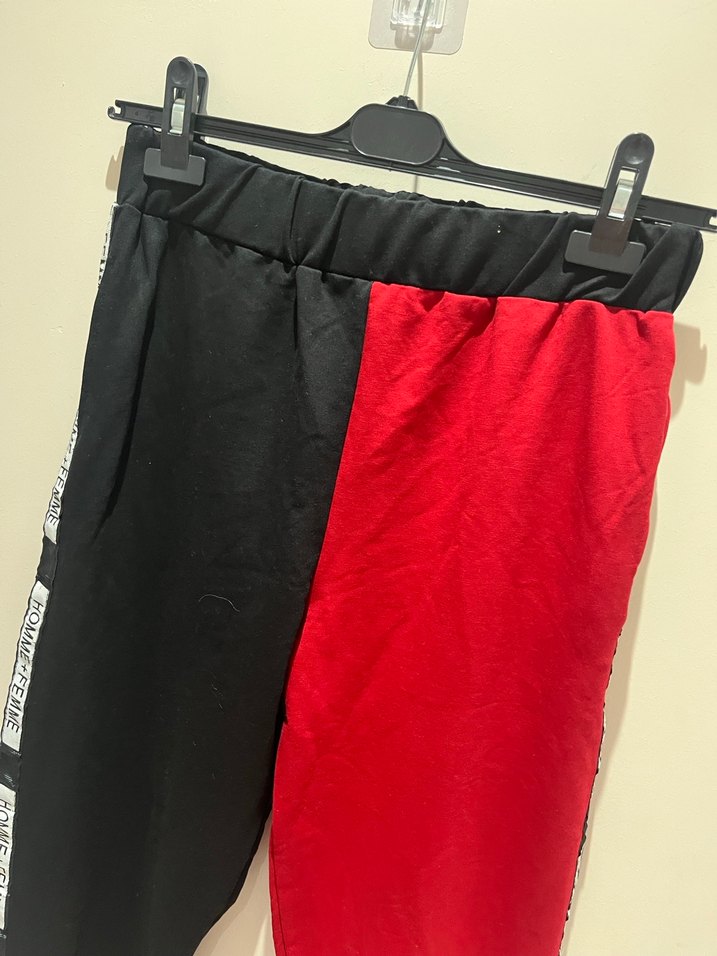 Kemerli Kırmızı Siyah Eşofman Altı - Görsel 4