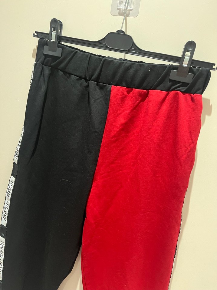 Kemerli Kırmızı Siyah Eşofman Altı - Görsel 3