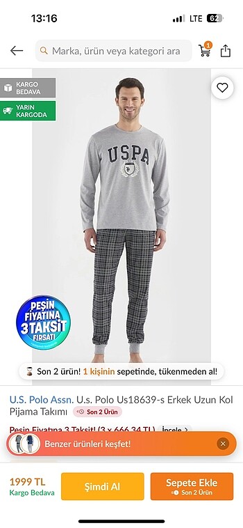 Us polo erkek pijama takımı - Görsel 7