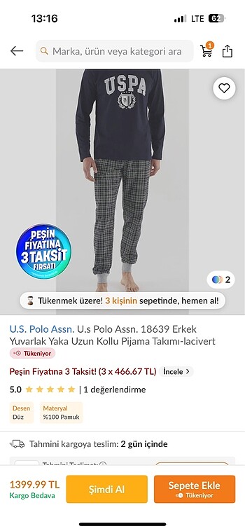 Us polo erkek pijama takımı - Görsel 8