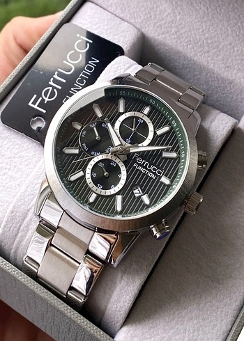 Ferrucci Siyah Cizgili Metal Bilezikli Saat