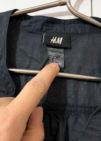 H&M Koyu Lacivert V Yaka Elbise