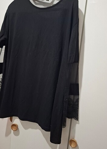 s Beden siyah Renk Kolları tül tunik