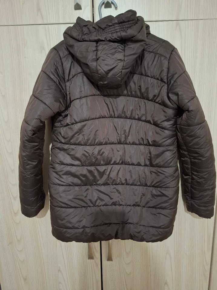 Kahverengi Kapüşonlu Fermuarlı Kız çocuk mont - Görsel 2