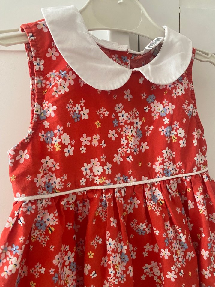 Kolsuz Vintage Kız Elbisesi Renkli Çiçekli - Görsel 4