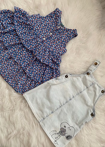 Defacto Çocuk Denim Elbise ve Renkli Fırfırlı Elbise