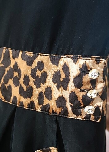 m Beden Leopar detaylı elbise