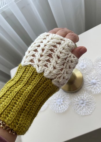 Bohem Su Taşı Tarz Örgü Kadın Eldiveni - Görsel 2