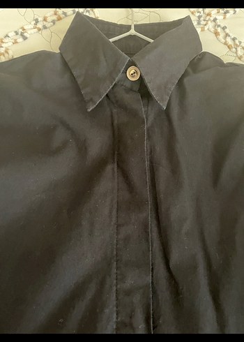 m Beden siyah Renk Siyah Uzun poplin Elbise, Fırfırlı, Likralı Bol Kesim