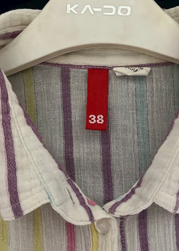 H&M Renkli Çizgili Kısa Kollu Gömlek