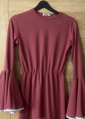 Gül kurusu Fırfırlı Bohem Elbise - Görsel 2