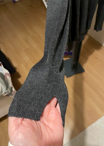 Kadın Gri Uzun Kollu Salaş Kazak - Görsel 3