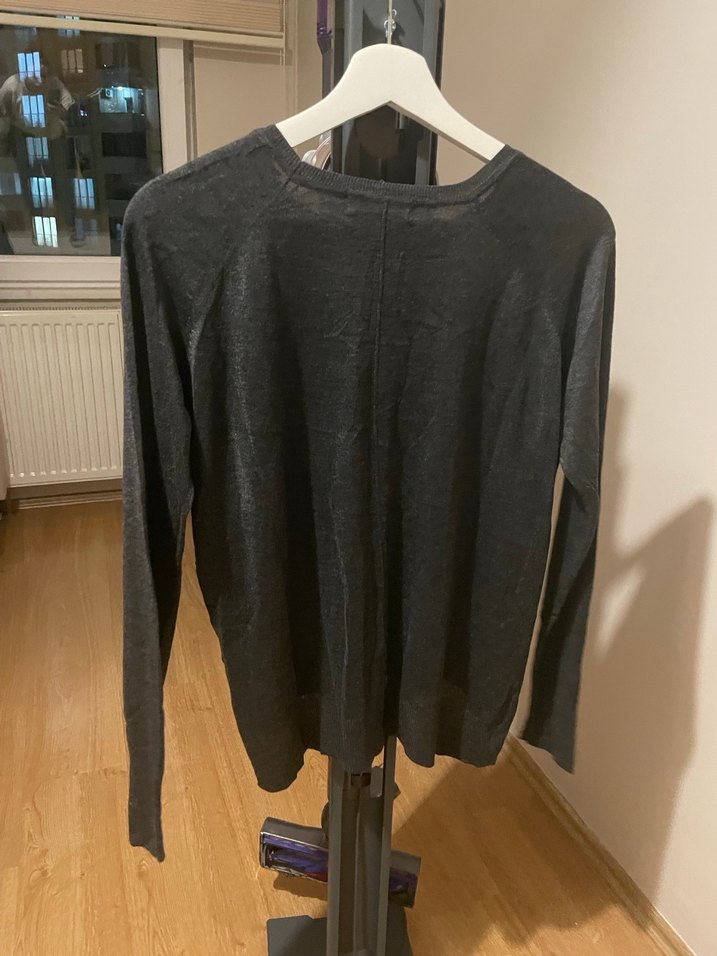 Kadın Gri Uzun Kollu Salaş Kazak - Görsel 4