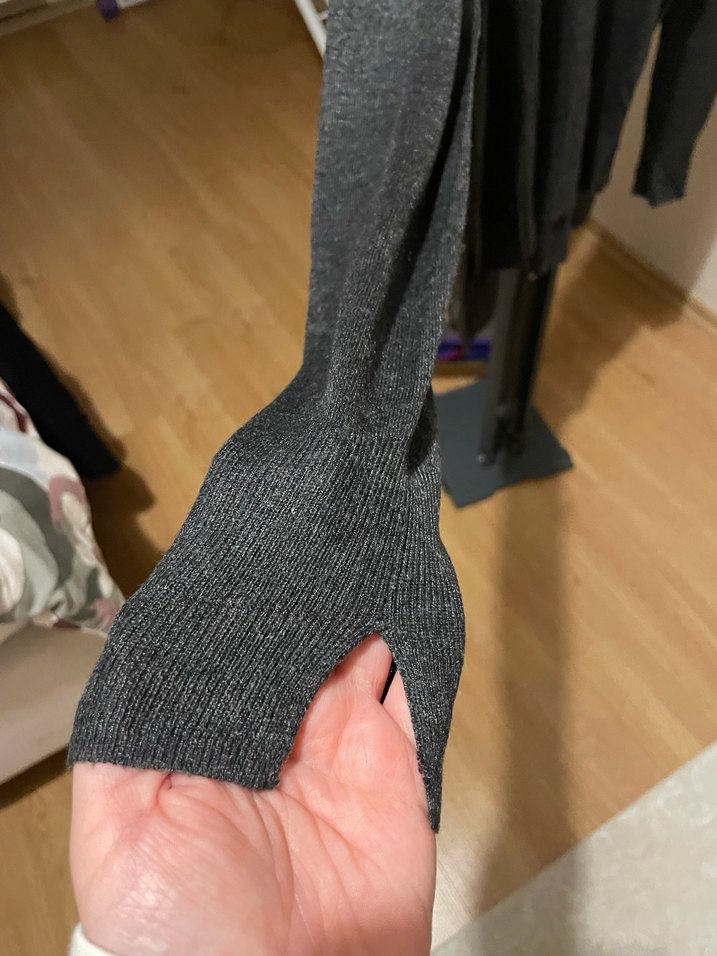 Kadın Gri Uzun Kollu Salaş Kazak - Görsel 3