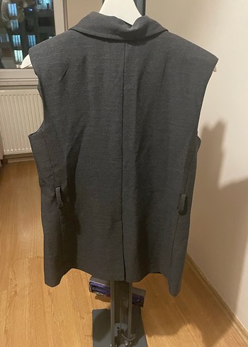 Düğmeli Gri Kadın Yelek - Görsel 4