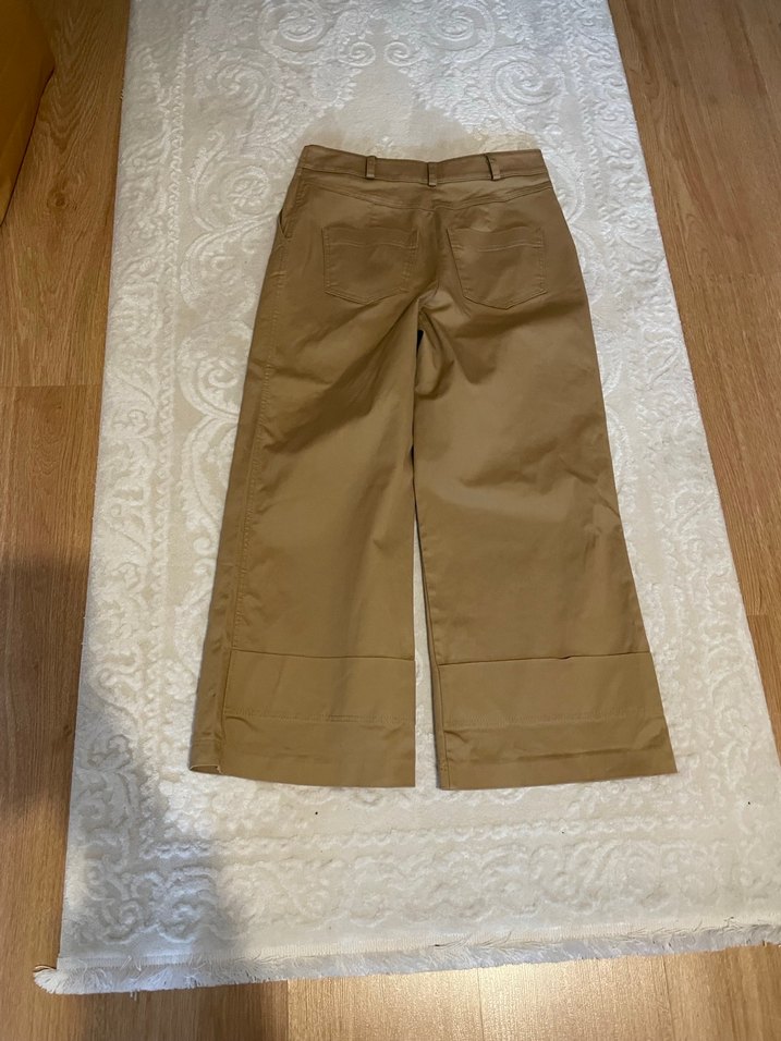 Bej Kadın Midi Kumaş Pantolon - Görsel 2