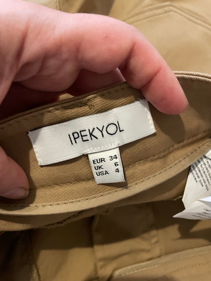 Bej Kadın Midi Kumaş Pantolon - Görsel 3