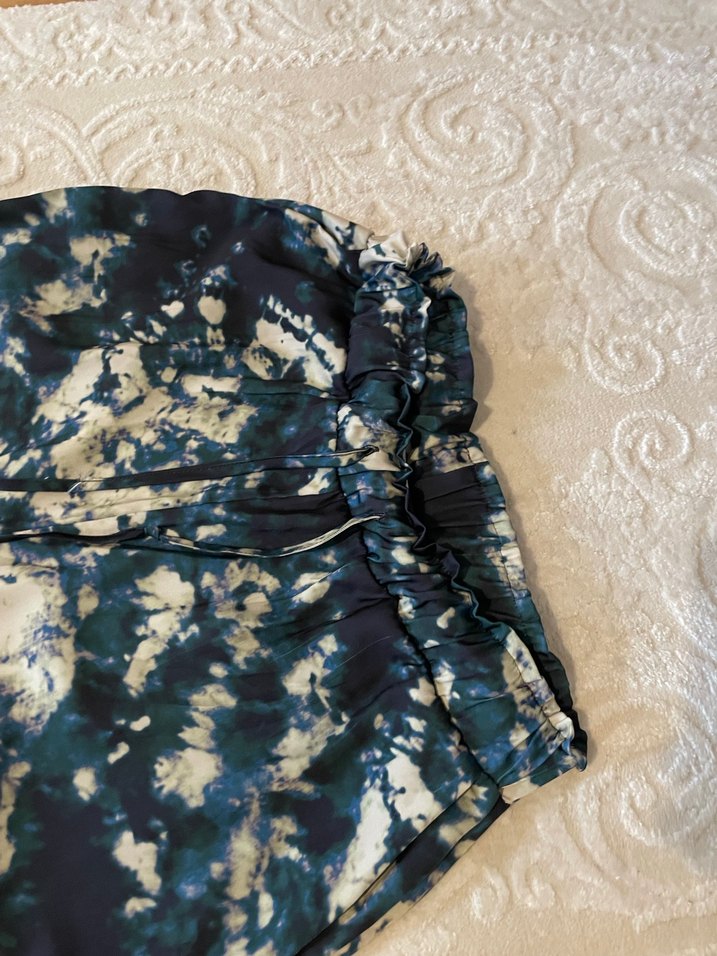 Lacivert Bağlama Desenli Bohem Kadın Pantolon - Görsel 2