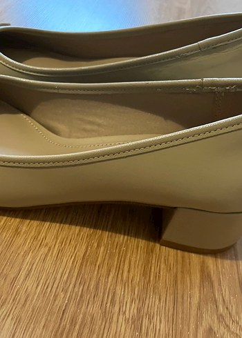 Bej Kadın Topuklu Babet Ayakkabı - Görsel 3