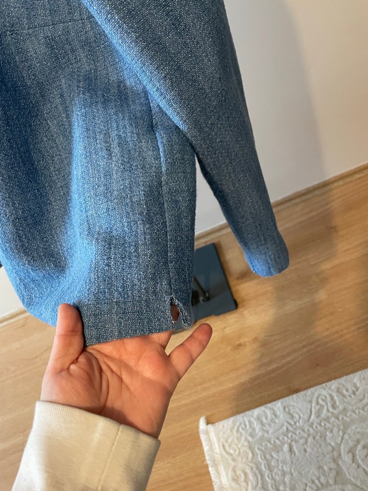 Uzun Kollu Denim Bluz - Görsel 3