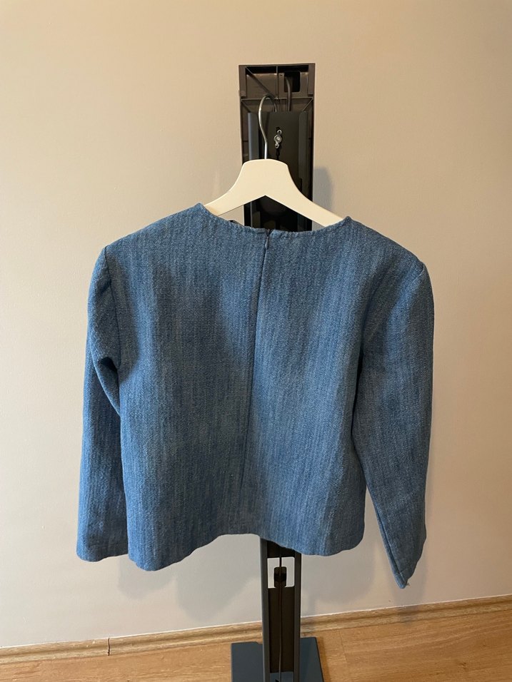 Uzun Kollu Denim Bluz - Görsel 5