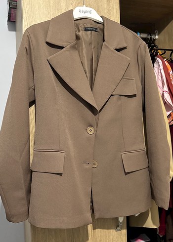 Düğmeli Bej Kadın Blazer Ceket