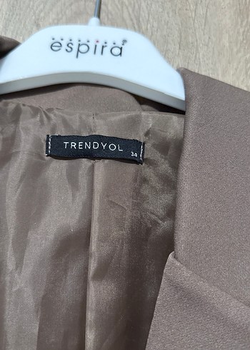 34 Beden Düğmeli Bej Kadın Blazer Ceket