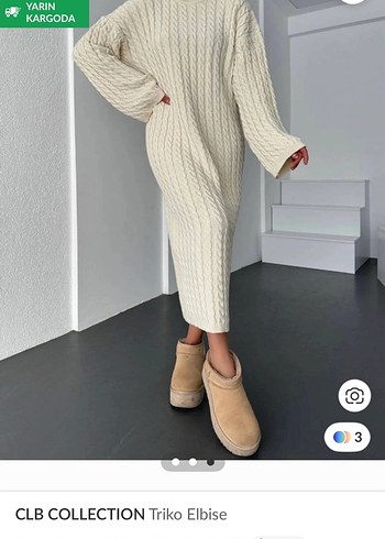 Diğer Ekru Kalin Triko Elbise