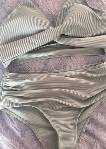 Su yeşili Pilili Strappy Bikini Takımı - Görsel 4