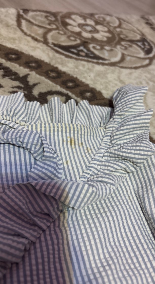 Fırfırlı V Yakalı Bebek Kız Çıtçıtlı Body mayo - Görsel 2