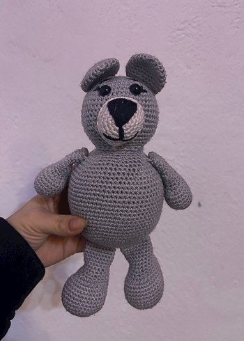 Gri Örgü Peluş Ayıcık - Görsel 2