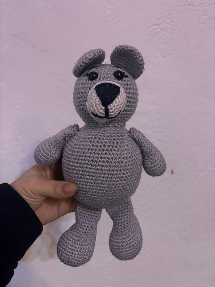 Gri Örgü Peluş Ayıcık - Görsel 2