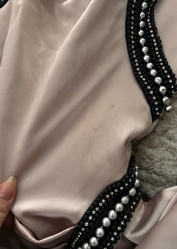 Drapeli Mini Saten Abiye Elbise - Görsel 3