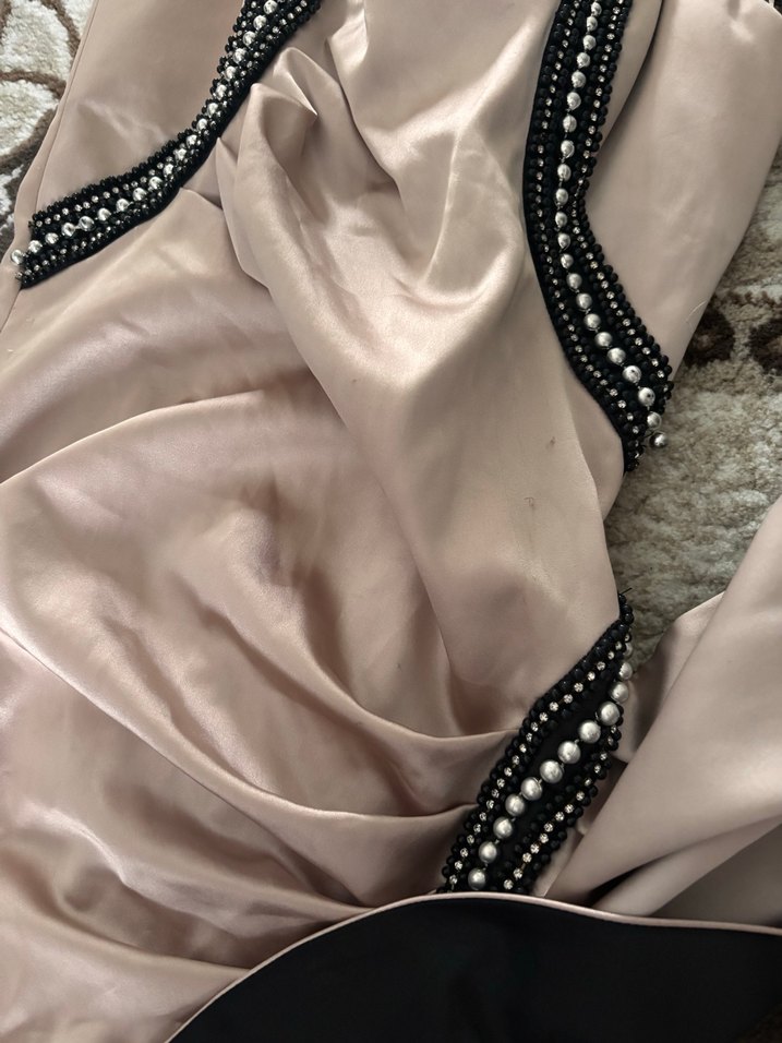 Drapeli Mini Saten Abiye Elbise - Görsel 2