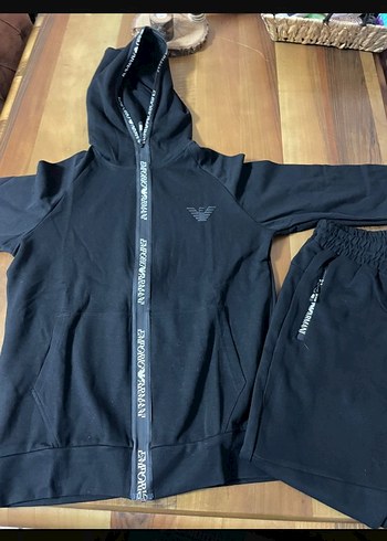 Siyah erkekKapüşonlu Eşofman Takımı - Görsel 4