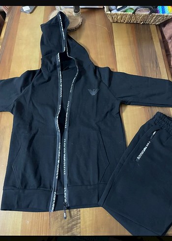 Siyah erkekKapüşonlu Eşofman Takımı - Görsel 2