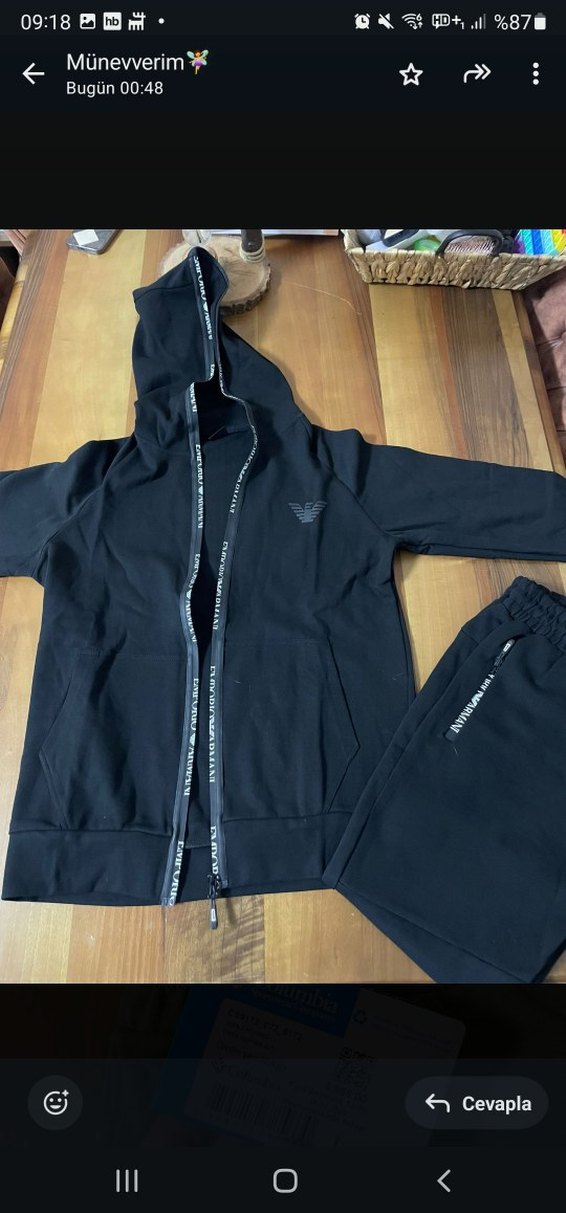 Siyah erkekKapüşonlu Eşofman Takımı - Görsel 2