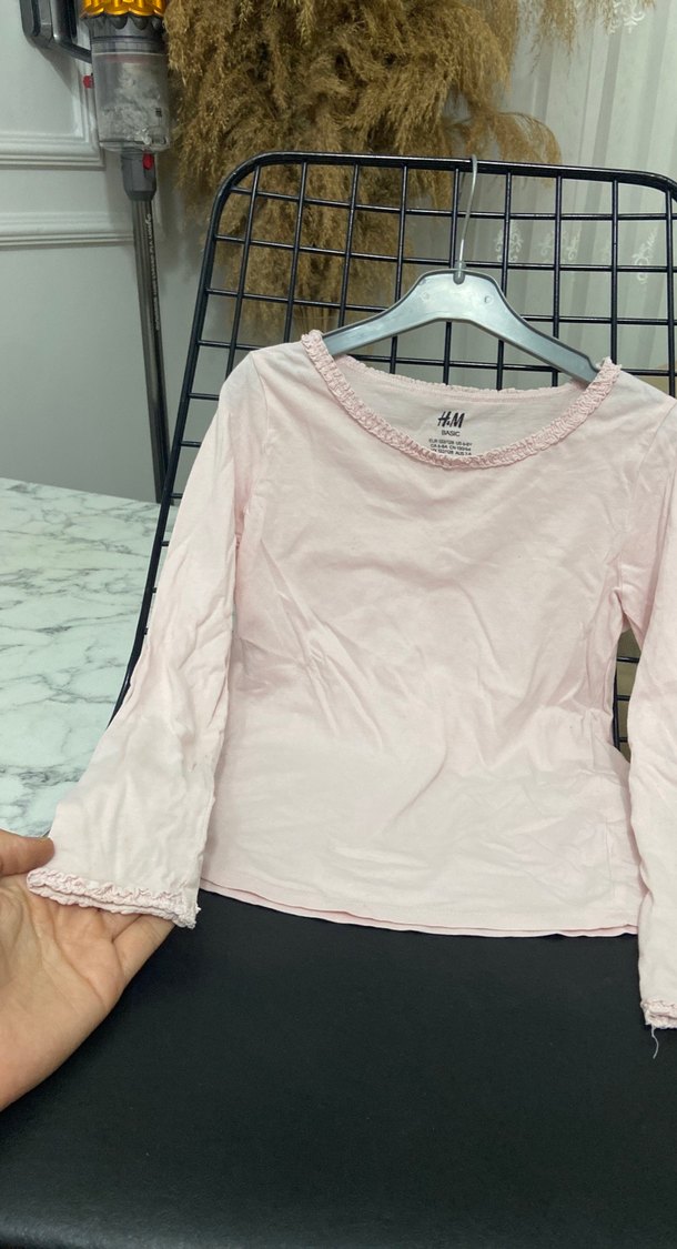 Kız Çocuk Pembe Uzun Kollu Keten Bluz - Görsel 3